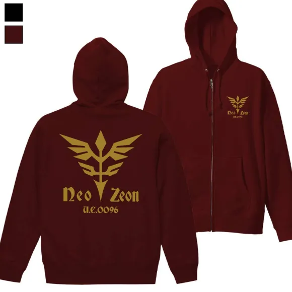 Gundam UC: Neo Zeon Zip Hoodie BURGUNDY M