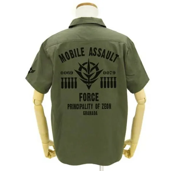 Mobile Suit Gundam Assault Mobile Army Emblem Based Work Shirt : Moss-M