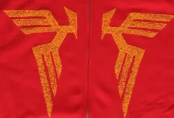 Mobile Suit Gundam: Char's Cloak Embroidery-Style Print Zip Parka: Red-S