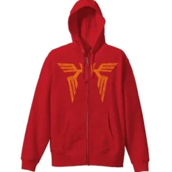 Mobile Suit Gundam: Char's Cloak Embroidery-Style Print Zip Parka: Red-S