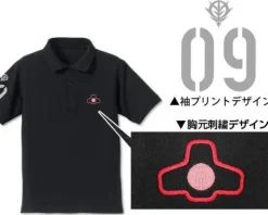 Mobile Suit Gundam Dom Mono-Eye Embroidered Polo Shirt Black-XL