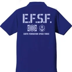Mobile Suit Gundam Earth Federation Space Force Polo Shirt : Cobalt Blue-L