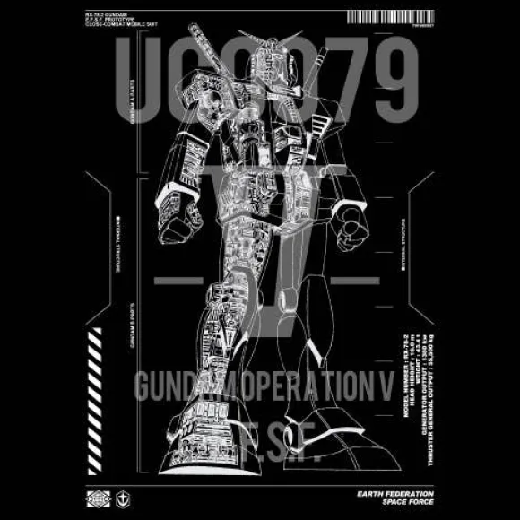 Mobile Suit Gundam: Operation V RX 78 2 Gundam T-Shirt Black XL