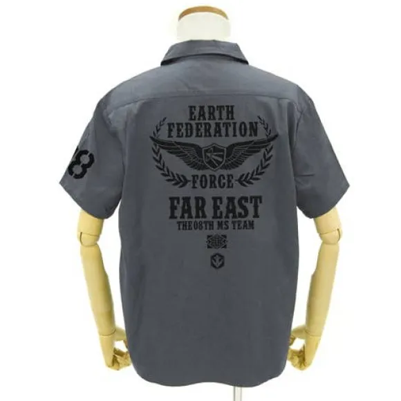 Mobile Suit Gundam: The 08th MS Team E.F.F. Patch-Based Work Shirt : Gray-XL
