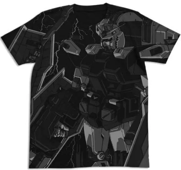 Mobile Suit Gundam Thunderbolt: Full Armor Gundam All Print T-Shirt / Black-L