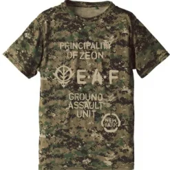 Mobile Suit Gundam: Zeon E.A.F. Camouflage Dry T-Shirt: Wood Land-L