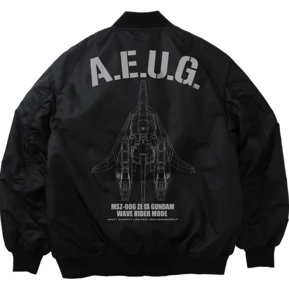 Mobile Suit Z Gundam: Original Waverider Ma-1 Jacket / Black-M