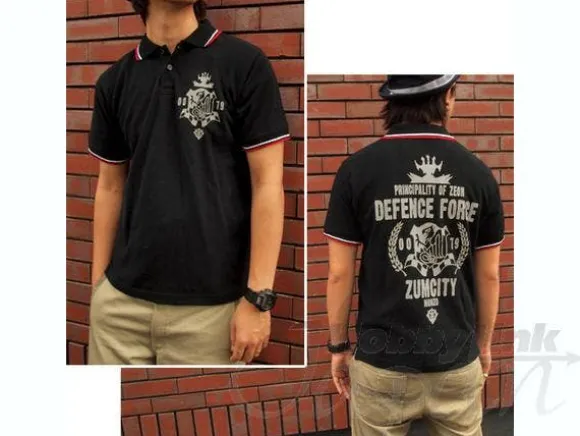 Zeon Defense Force Polo Shirt Black x Red L