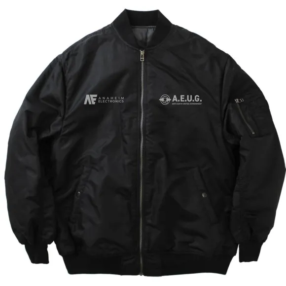 Zeta Gundam: Newly Drawn Wave Rider MA 1 Jacket BLACK XL