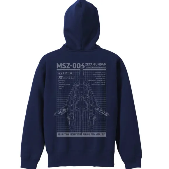 Zeta Gundam: Newly Drawn Wave Rider Zip Hoodie NAVY M