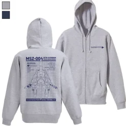 Zeta Gundam: Newly Drawn Wave Rider Zip Hoodie MIX GRAY XL